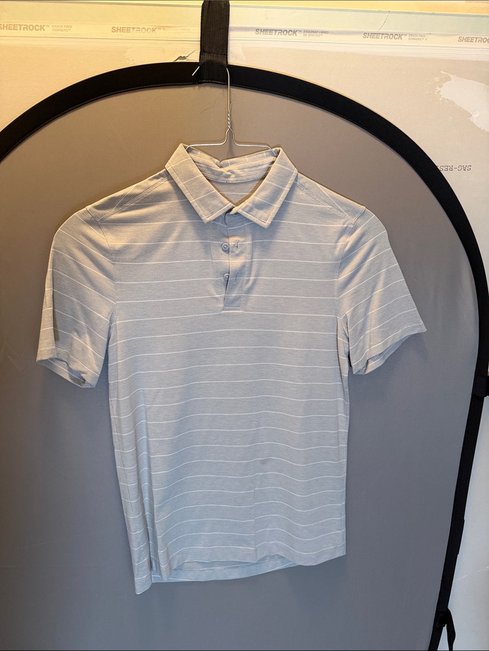 lululemon athletica Light Gray Striped Men's Polo